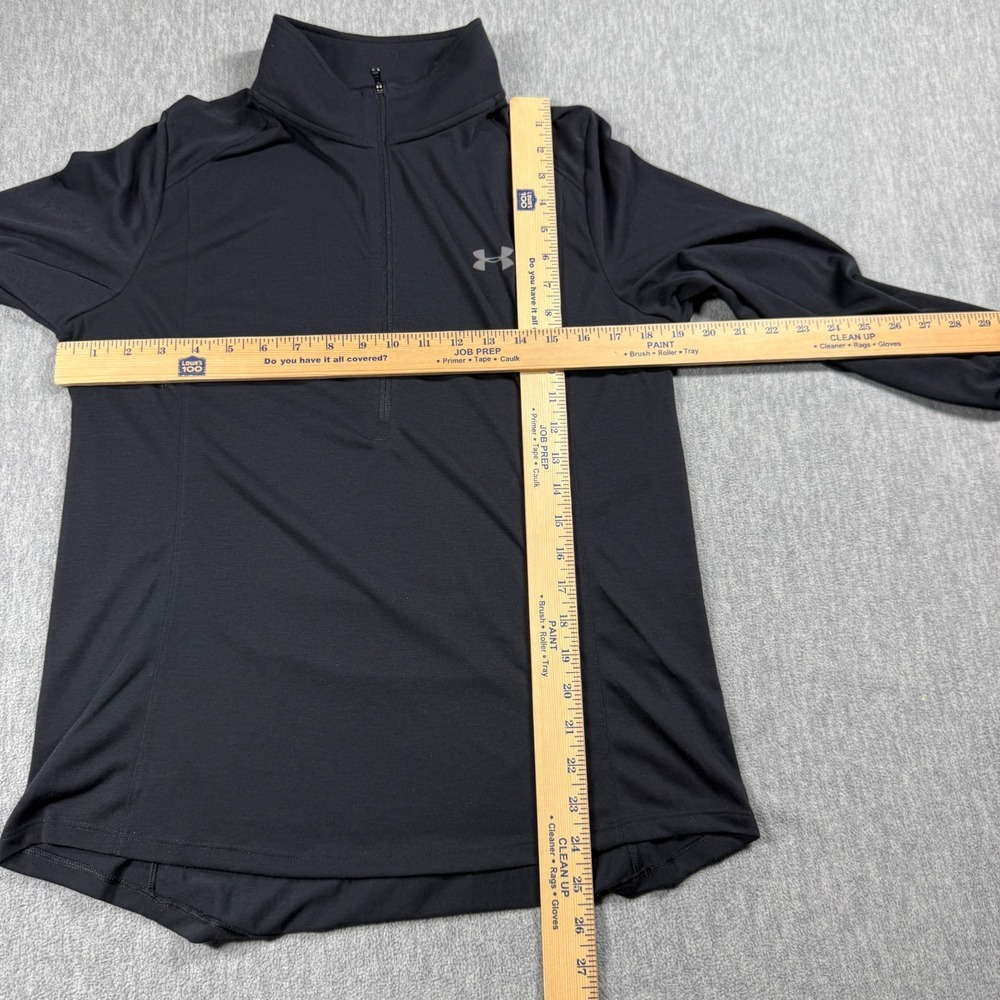 Under Armour Shirt‎ Womens L Black Threadborne HeatGear 1/2 Zip Pullover Running - Picture 4 of 6